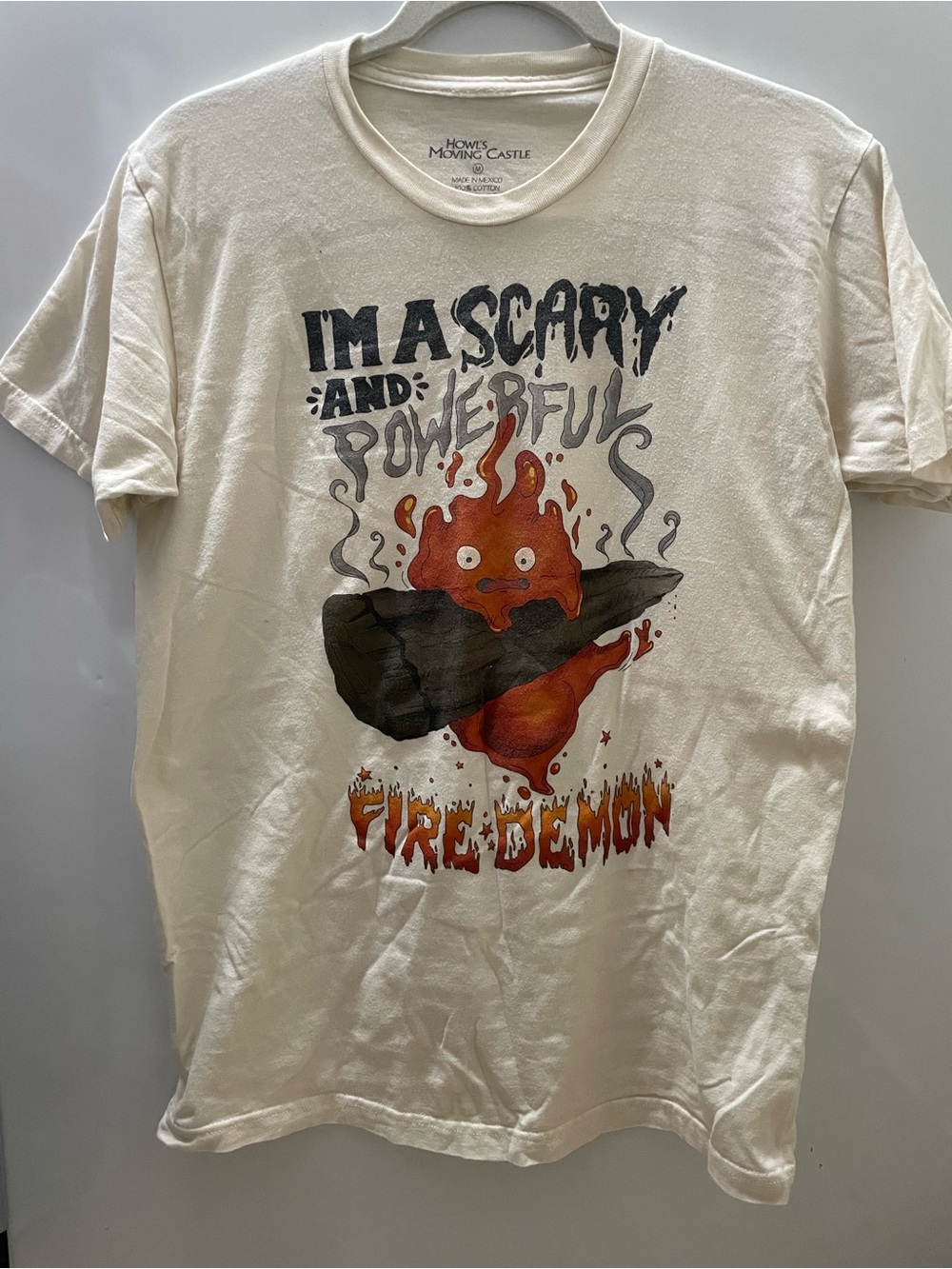 Howl's Moving Castle 'I'm a Scary and Powerful Fire Demon' Graphic Tee Cream
